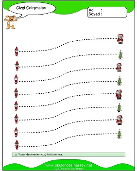 okul öncesi çizgi çalışma sayfaları